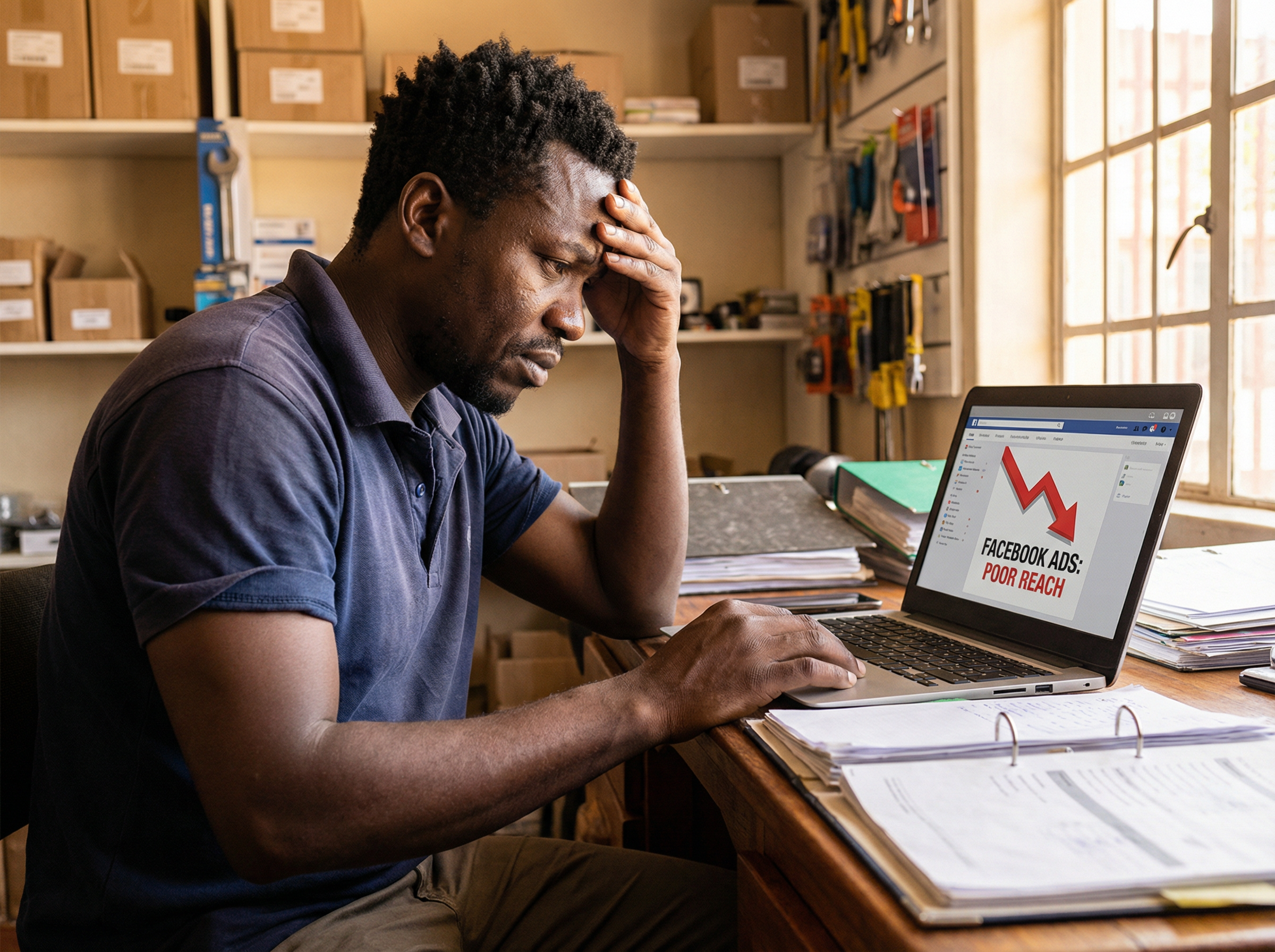 Small business owner frustrated with marketing results